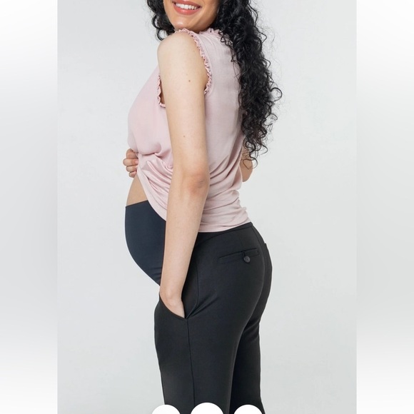 Marion Women's Slim Leg Over-Belly Maternity Dress Pants in Black Size 2 - Picture 15 of 16